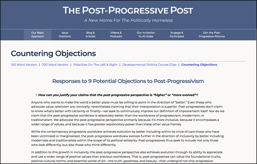 Counter Potential Objections to Post-Progressivism